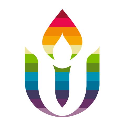 UUA Chalice logo, rainbow