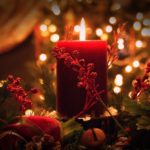 Lighted red candle
