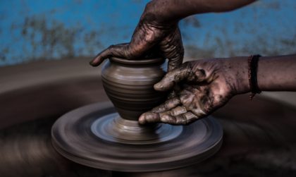 hands on a potting wheel