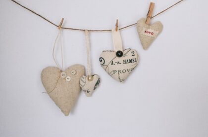 crafty hearts hanging on a string