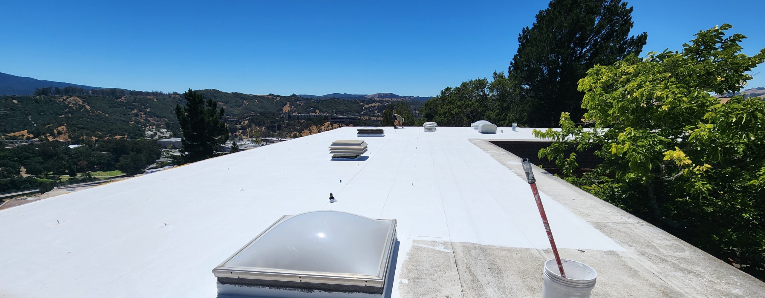 White sealant applied to the rooftop.
